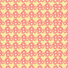Seamless pattern pink flowers on yellow  background vector illustration