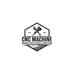 CNC machine service sparepart logo design