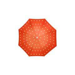 Top view of red umbrella with white polka dots - vintage style © sabelskaya