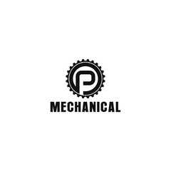 Mechanical gear logo design modern