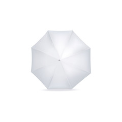 Realistic white umbrella top lying on the floor seen from side view