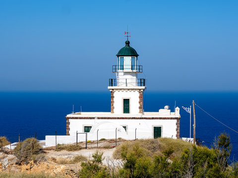 Akrotiri Lighthouse (Faros) with clear sky - Santorini Greece