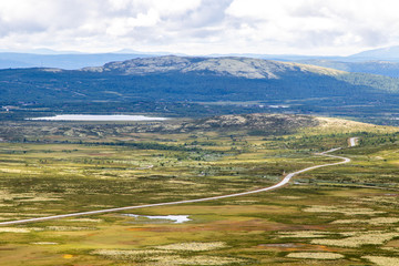 scandinavian fjell landscape, road