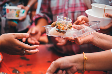 Starvation issues help with food donations: concept of giving