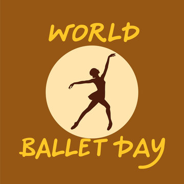 Vector image to the day of ballet. Silhouettes of ballerinas in the dance. Beautiful girls in pointe shoes are spinning to classical music.