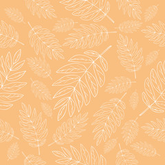 pattern leaves branch white line sketch on gently cream background vector illustration for design and decoration