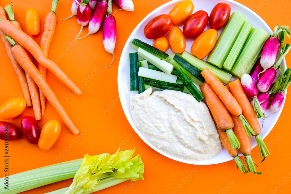 Canvas Prints Fresh Vegetable Crudite Platter With Hummus