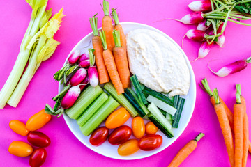 Fresh Vegetable Crudite Platter With Hummus