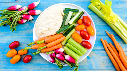 Fresh Vegetable Crudite Platter With Hummus