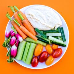 Fresh Vegetable Crudite Platter With Hummus