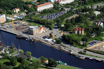 Fototapeta premium Greifswald, port muzealny z wieżą rybacką 2015