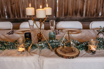 Fototapeta na wymiar candles on dinner table