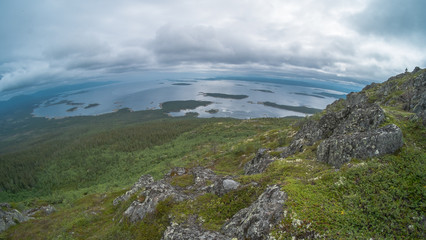 Fototapeta na wymiar View on White sea cost on Kola arctic - summer on the north of Russia