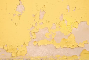 Rideaux occultants Vieux mur texturé sale Texture of cracked yellow wall background. Old cracked background.