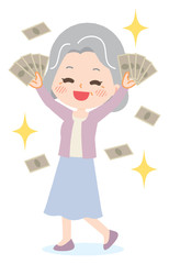 Senior lady has a lot of money