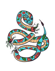 snake with roses tattoo, print on t-shirt