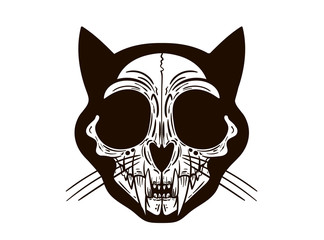 cat skull, t-shirt print, tattoo