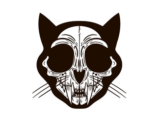 cat skull, t-shirt print, tattoo