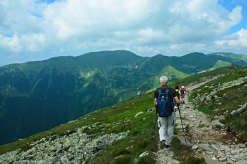 Slovakia-view of the tourists on the Journey of the Heroes of SNP in the Low Tatras