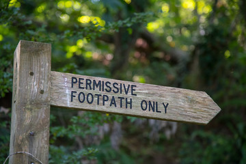 Permissive Footpath Only wooden sign