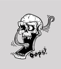 skull with tongue and eye, print on t-shirt, tattoo