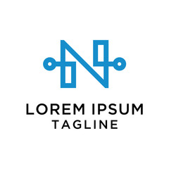 initial letter logo N Tech, logo template
