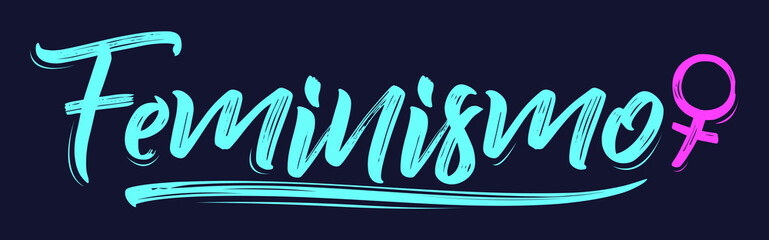 Feminismo, Feminism spanish text vector lettering and female symbol.