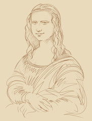 Leonardo da Vinci Mona Lisa portrait vector illustration