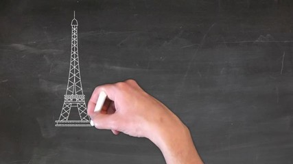 paris tour eiffel tableau noir