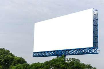 The large blank billboard with the sky, ready to use for new mockup advertisement, marketing street media and backgroud concept