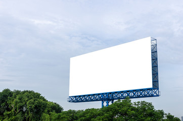 The large blank billboard with the sky, ready to use for new mockup advertisement, marketing street media and backgroud concept