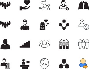 Obraz premium people vector icon set such as: stairs, password, personal, surgeon, cooperation, gate, pattern, women, connection, breathe, coverage, satellite, help, trip, connect, cute, view, safety