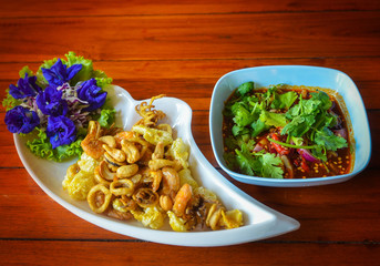 Three Crispy Salad with Spicy Dipping Sauce