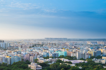 Fototapeta na wymiar Hyderabad city buildings and skyline in India