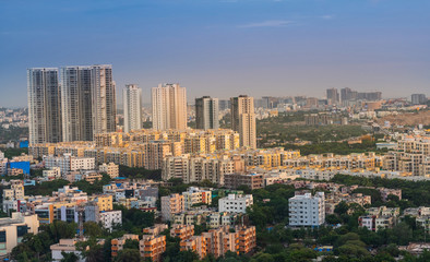Fototapeta na wymiar Hyderabad city buildings and skyline in India