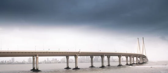 Foto op Aluminium Bandra–Worli Sea Link is a cable bridge in Mumbai, India © surangaw