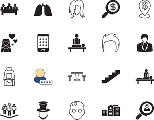 people vector icon set such as: member, history, housework, map, telephone, repair, house, account, no, domestic, umbrella, destination, maid, collection, sample, shop, password, drinking, excursions