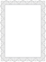Decorative frame Elegant vector element for design in Eastern style, place for text. Floral grey border. Lace illustration for invitations and greeting cards