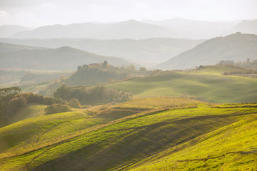 Hills and fog in Tuscany, Italy
