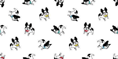 dog seamless pattern french bulldog vector collar Christmas cartoon scarf isolated christmas tile wallpaper repeat background illustration gift wrap paper doodle design