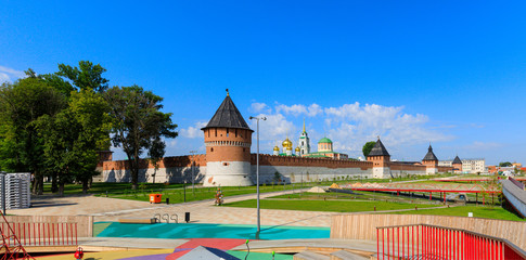 Upa River Embankment, Kazanskaya Embankment and a park in the historical part of Tula near the Kremlin.