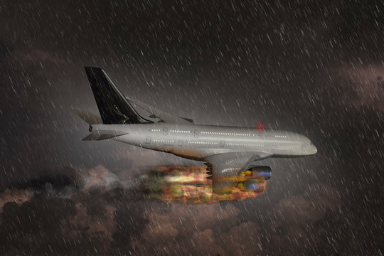 Passagierflugzeug in Flammen