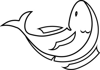 Illustration of Black Line Fish Icon isolated on a white background