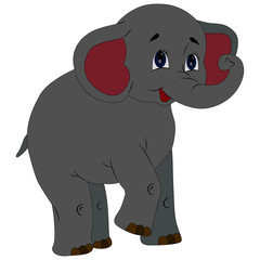 vector illustration, isolate on white background, cartoon style elephant in color