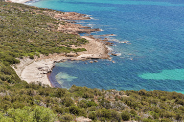 Coastal landscape, Roccapina, Corsica island, France.