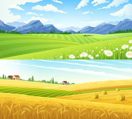 Rural Landscape Horizontal Banners © Macrovector