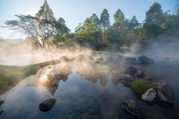 the hot springs in the nationalpark of Chae Son or Jaesorn north of the city of Lampang in North Thailand.