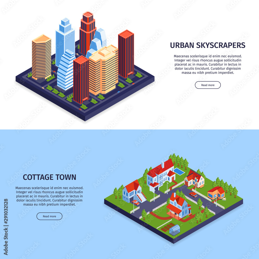 Canvas Prints Isometric City Horizontal Banners