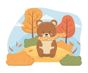 cute animal autumn season flat design