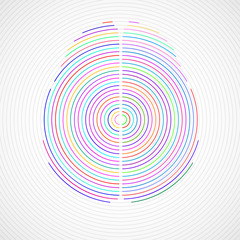 Abstract human brain of radial lines, vector